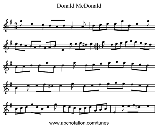 Donald McDonald - staff notation