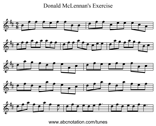 Donald McLennan's Exercise - staff notation