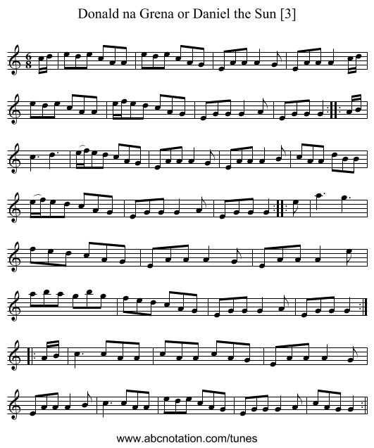 Donald na Grena or Daniel the Sun [3] - staff notation