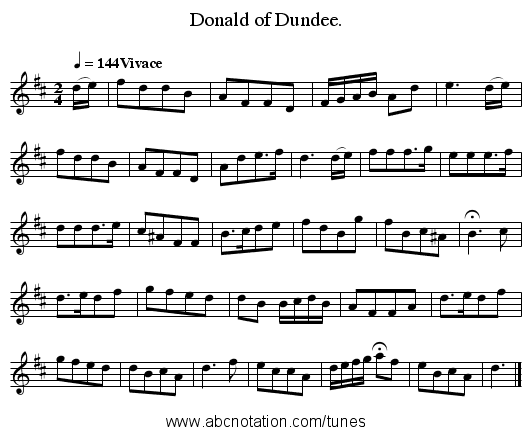 Donald of Dundee. - staff notation