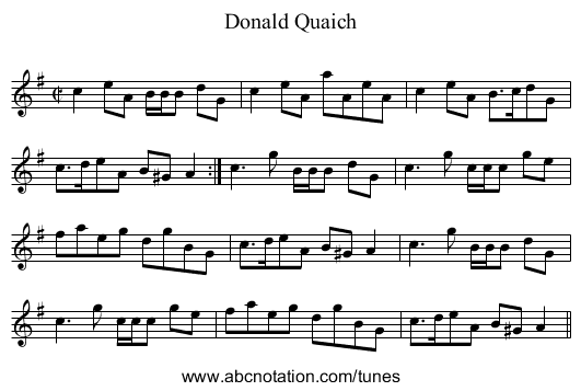 Donald Quaich - staff notation