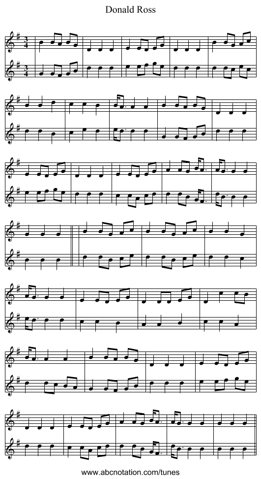 Donald Ross - staff notation