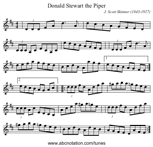 Donald Stewart the Piper - staff notation