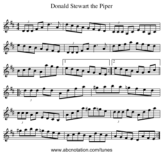 Donald Stewart the Piper - staff notation