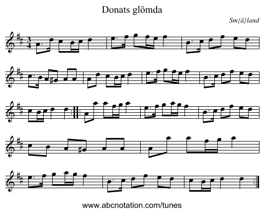 Donats gl&ouml;mda - staff notation