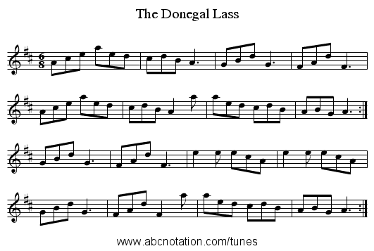 Donegal Lass, The - staff notation
