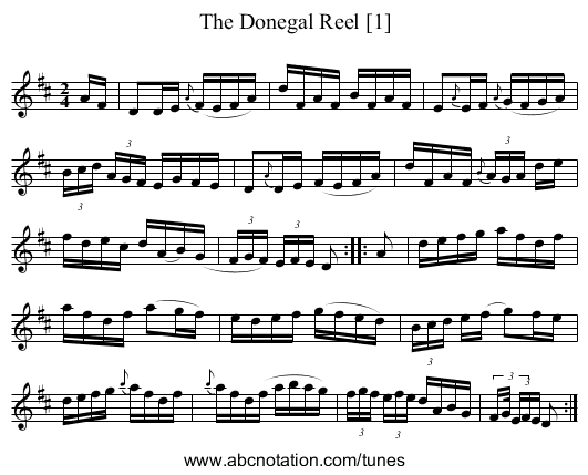 Donegal Reel [1], The - staff notation