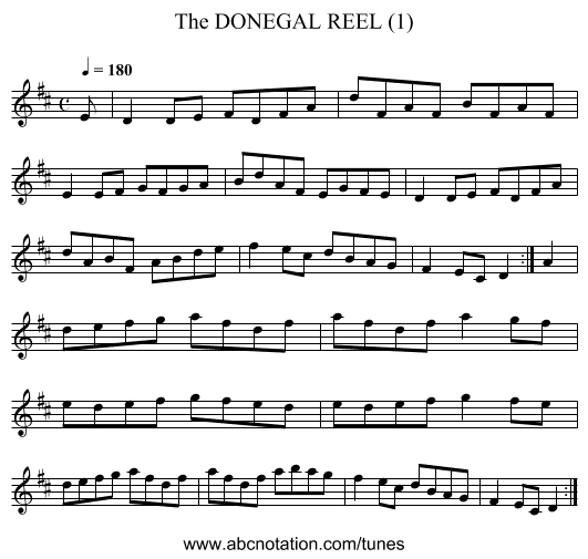 DONEGAL REEL (1), The - staff notation