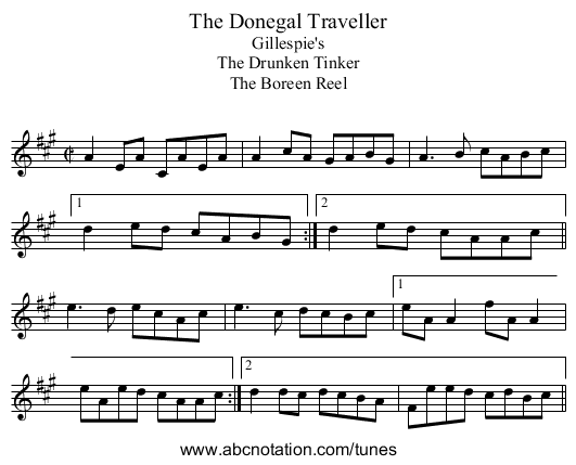 Donegal Traveller, The - staff notation