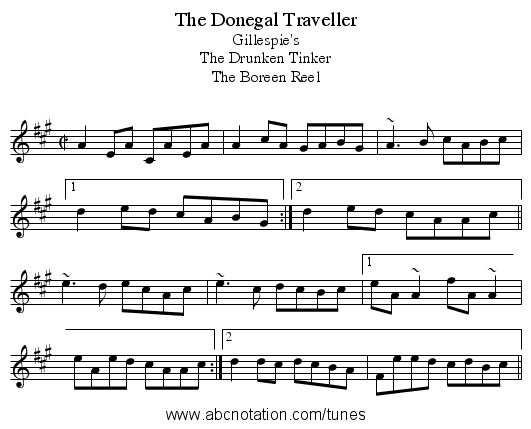 Donegal Traveller, The - staff notation