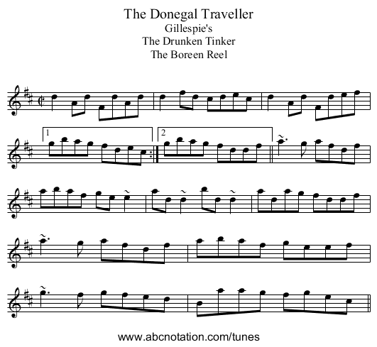 Donegal Traveller, The - staff notation