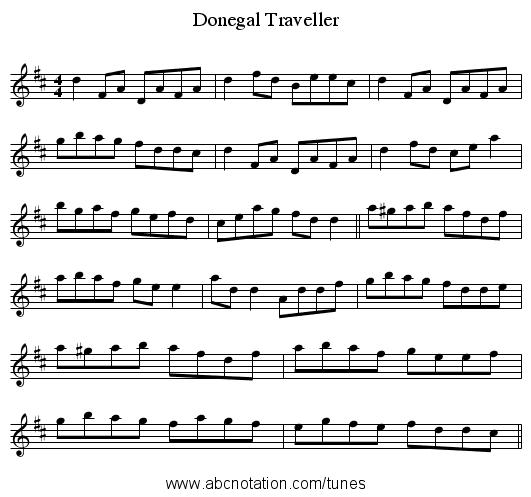 Donegal Traveller - staff notation