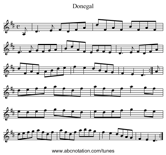 Donegal - staff notation