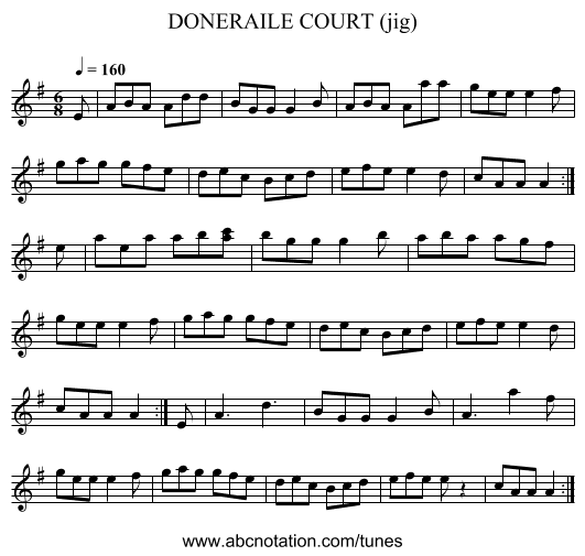 DONERAILE COURT (jig) - staff notation