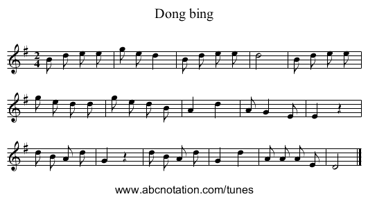 Dong bing - staff notation