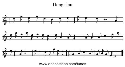 Dong sinu - staff notation