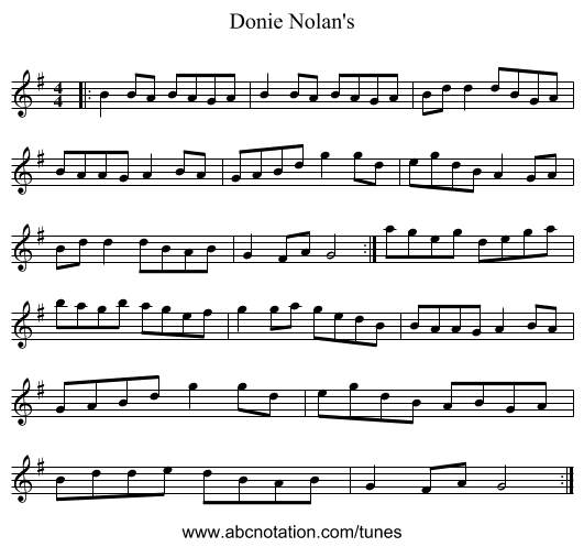 Donie Nolan's - staff notation