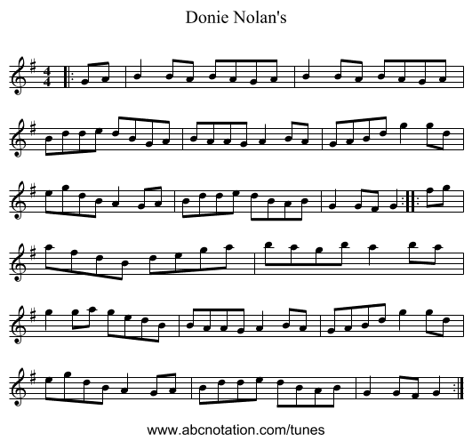 Donie Nolan's - staff notation