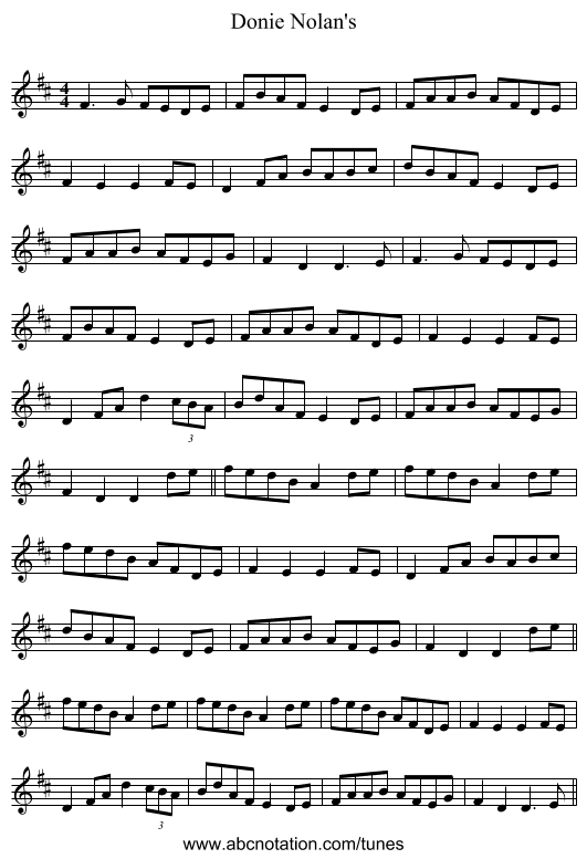 Donie Nolan's - staff notation