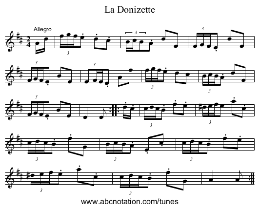 Donizette, La - staff notation