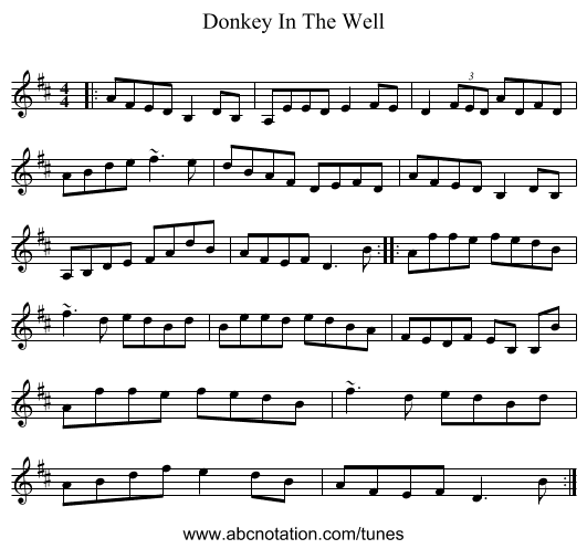 Donkey In The Well - staff notation