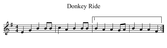 Donkey Ride - staff notation