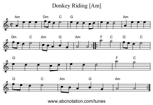 Donkey Riding [Am] - staff notation