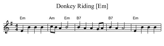 Donkey Riding [Em] - staff notation