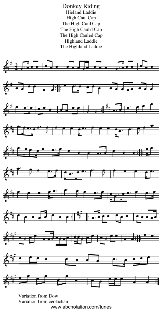 Donkey Riding - staff notation