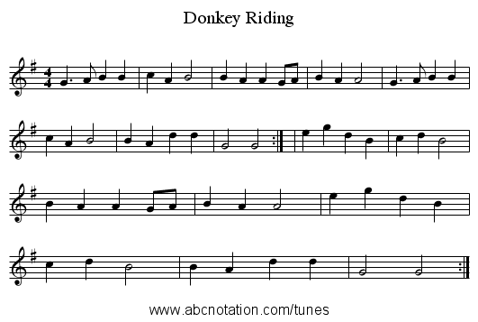 Donkey Riding - staff notation