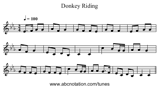 Donkey Riding - staff notation