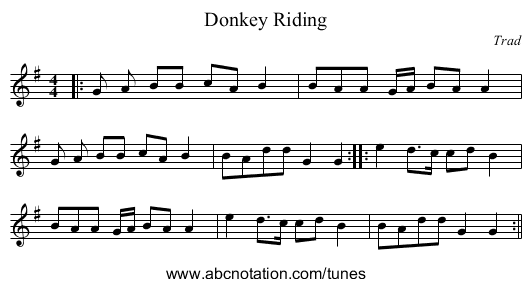 Donkey Riding - staff notation