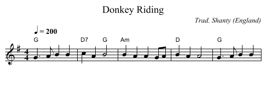 Donkey Riding - staff notation