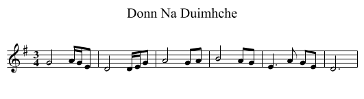 Donn Na Duimhche - staff notation