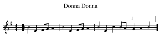 Donna Donna - staff notation