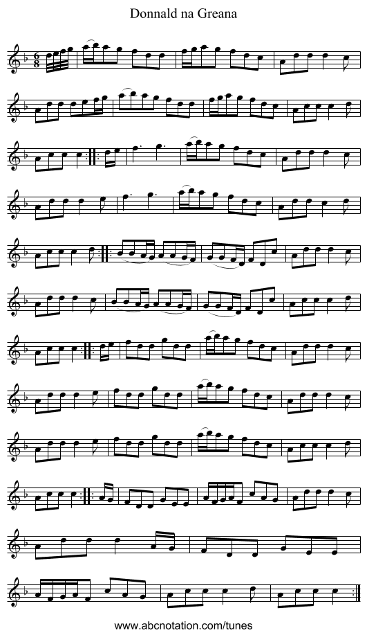Donnald na Greana - staff notation