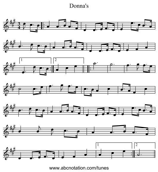 Donna's - staff notation