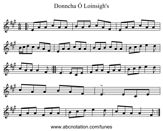 Donncha Ó Loinsigh's - staff notation