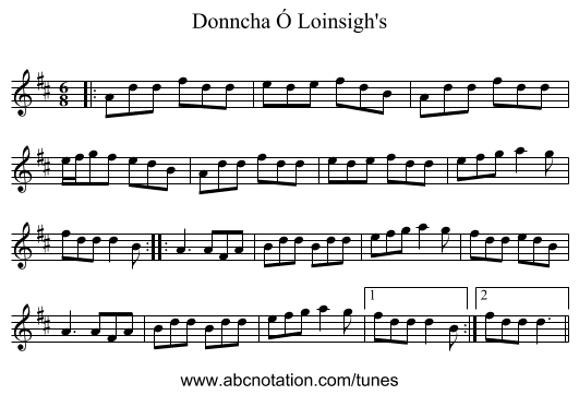 Donncha Ó Loinsigh's - staff notation