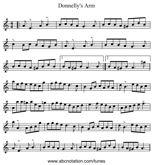 Donnelly's Arm - staff notation