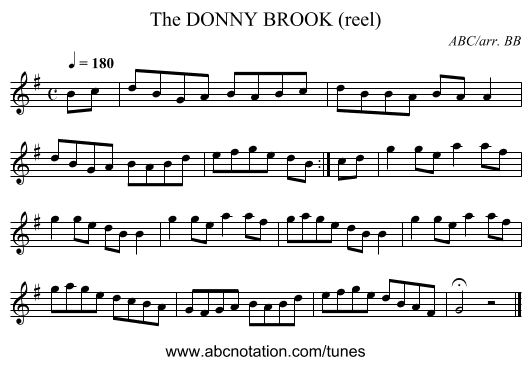 DONNY BROOK (reel), The - staff notation