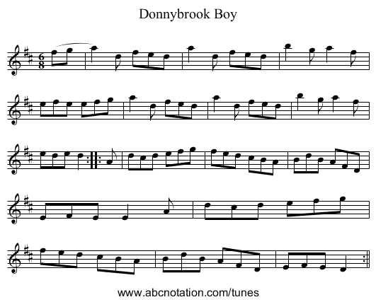 Donnybrook Boy - staff notation