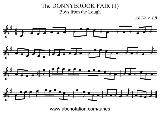 DONNYBROOK FAIR (1), The - staff notation