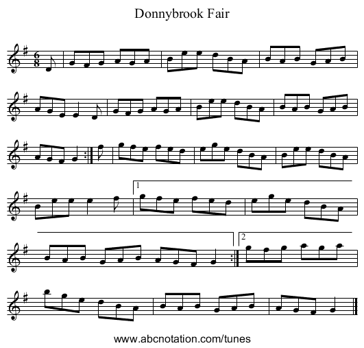 Donnybrook Fair - staff notation