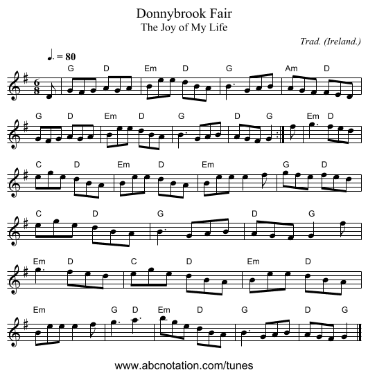 Donnybrook Fair - staff notation