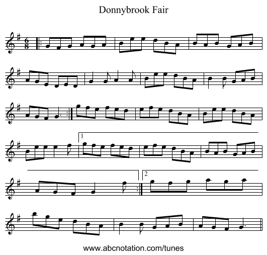 Donnybrook Fair - staff notation