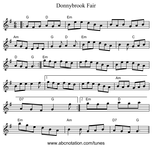 Donnybrook Fair - staff notation