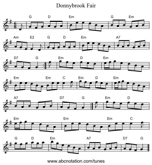 Donnybrook Fair - staff notation