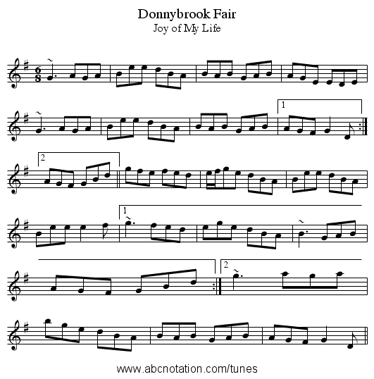 Donnybrook Fair - staff notation