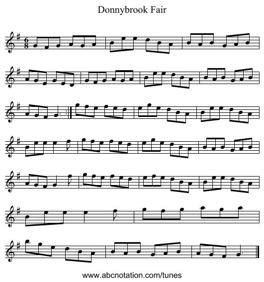 Donnybrook Fair - staff notation